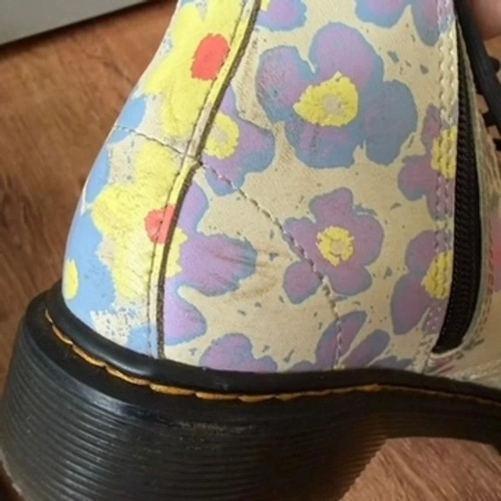 Dr Martens 1460 J Boots US 3 EU 34 Floral Leather Side Zip Lace Up Kids